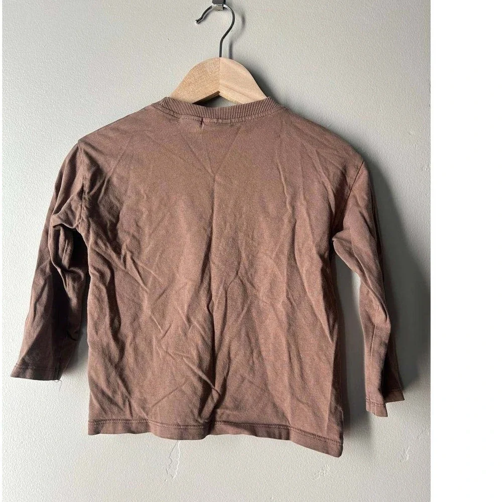 Zara Long Sleeve Tee 90s Skate Y2K Mocha Brown Utility Pocket Snap